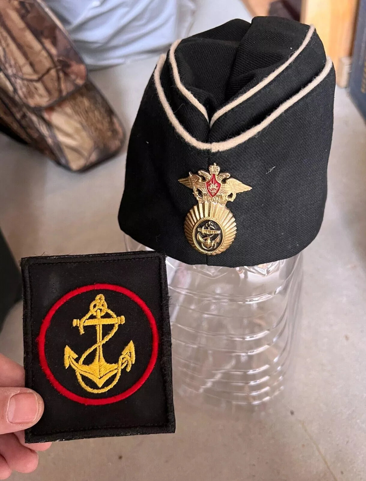 Trophy set russian soldier marine crops officer navy hat cap patch military army patches shevron Russia Ukraine war 2022-2024