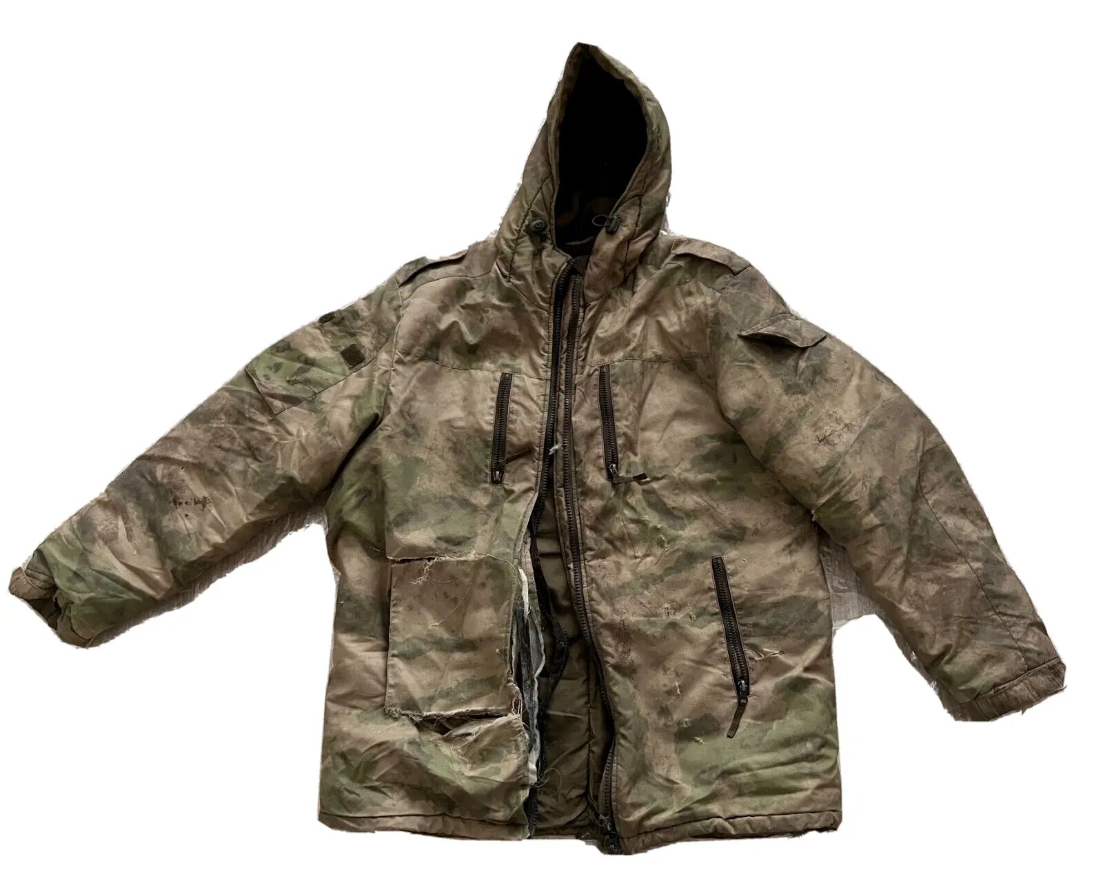 Trophy russian special forces soldier uniform Kadyrovite Chechen patch winter jacket camo moss military army Russia Ukraine war 2022-2024