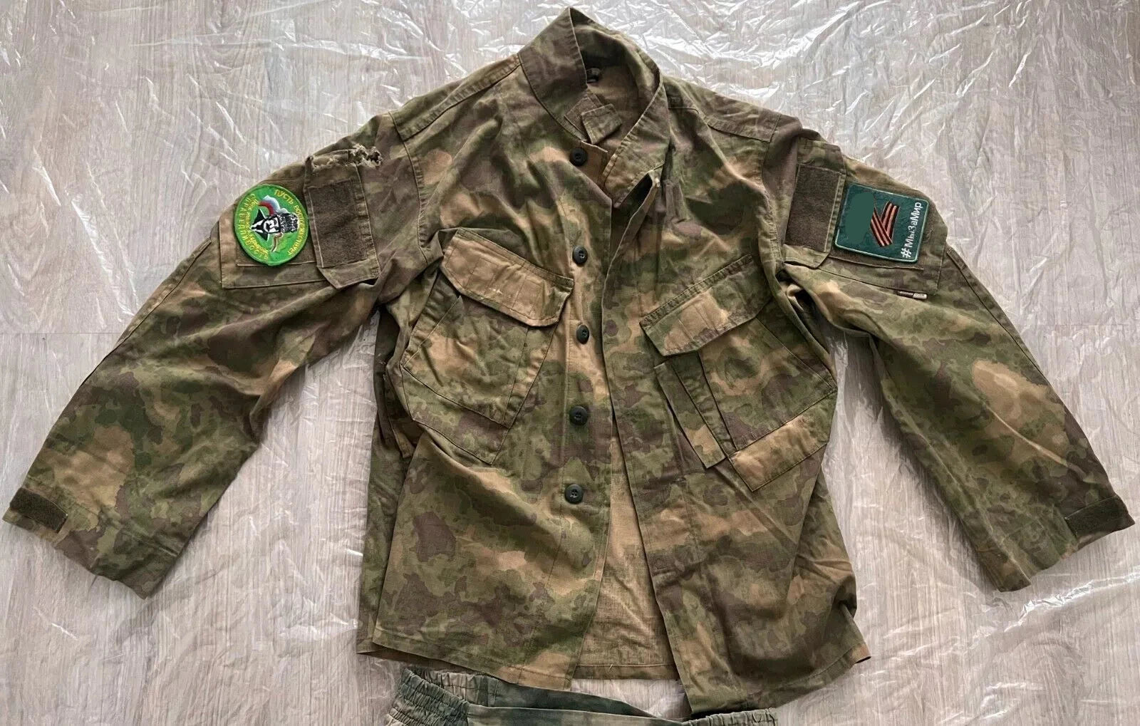 Trophy russian special forces soldier set uniform Kadyrovite Chechen jacket patch costume pants camo moss russia military army Ukraine war 2022-2024 #2