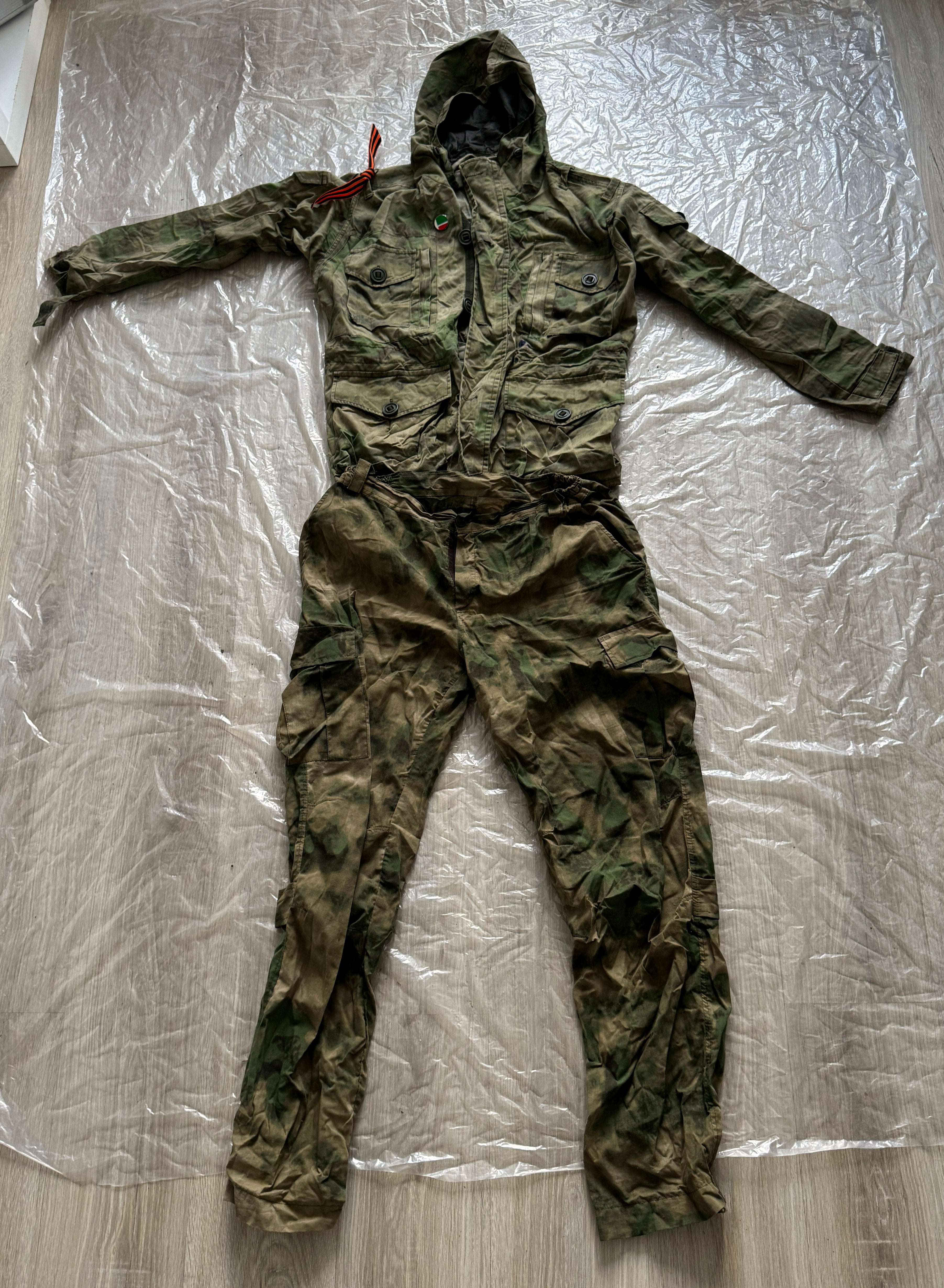 Trophy russian soldier soldier special forces set uniform Kadyrovite Chechen jacket patch badge costume pants camo moss military army Russia Ukraine war 2022-2024 #2