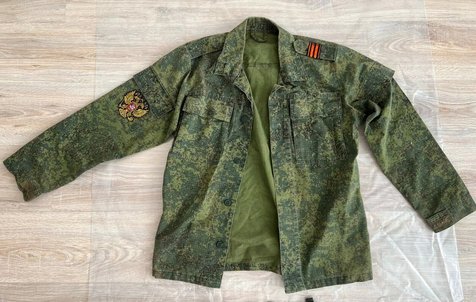 Trophy russian soldier set uniform jacket patch costume pants belt buckle camo military army Russia Ukraine war 2022-2024