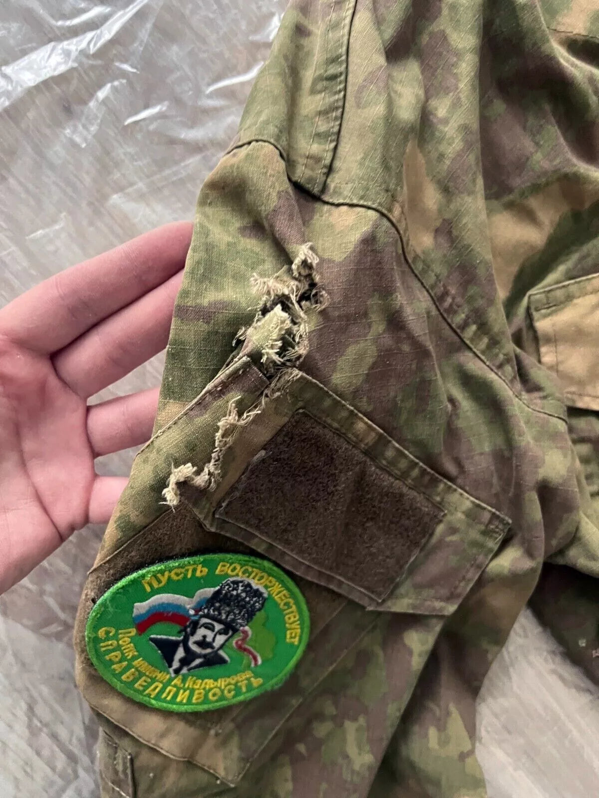 Trophy russian special forces soldier set uniform Kadyrovite Chechen jacket patch costume pants camo moss russia military army Ukraine war 2022-2024 #2