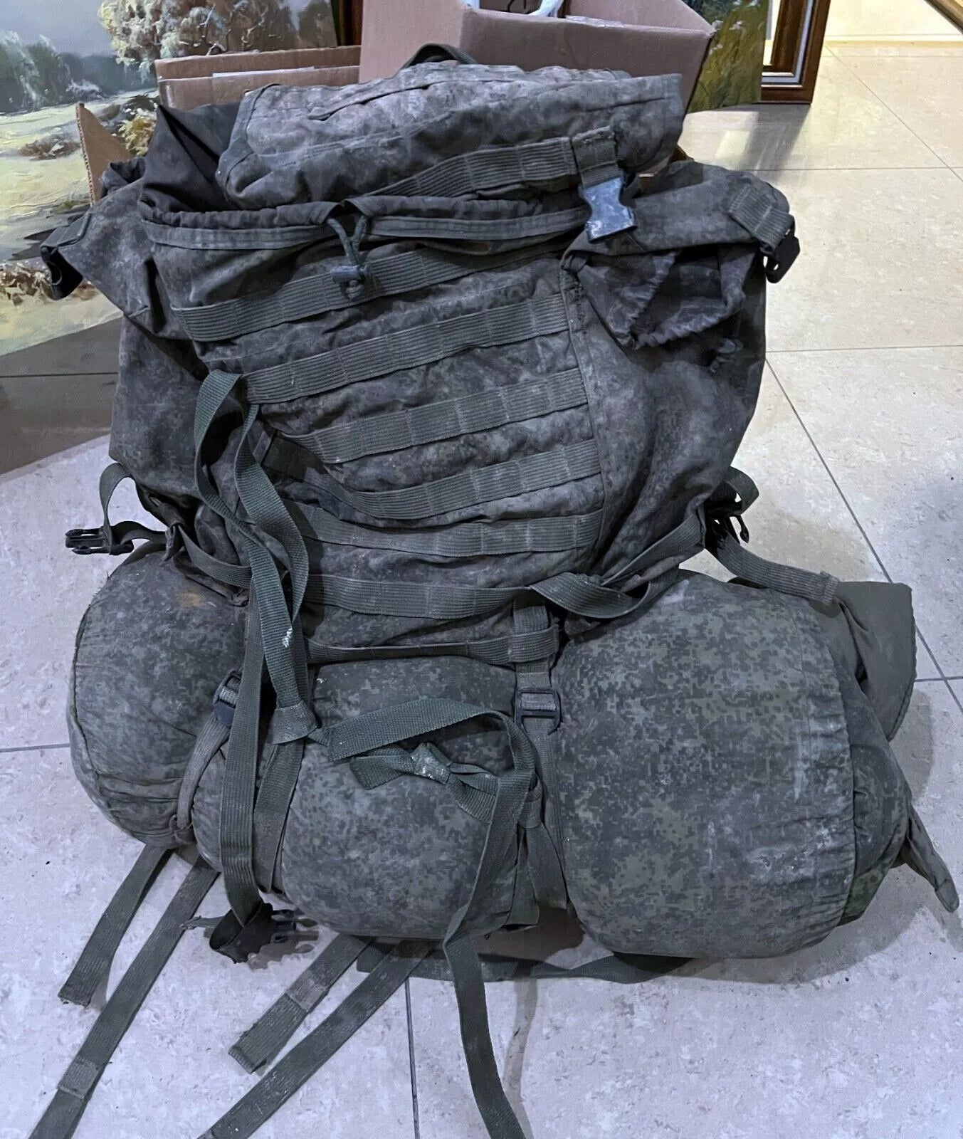 Trophy soldier set big backpack sleeping bag camo russian army military Ukraine russia war 2022-2024 rare