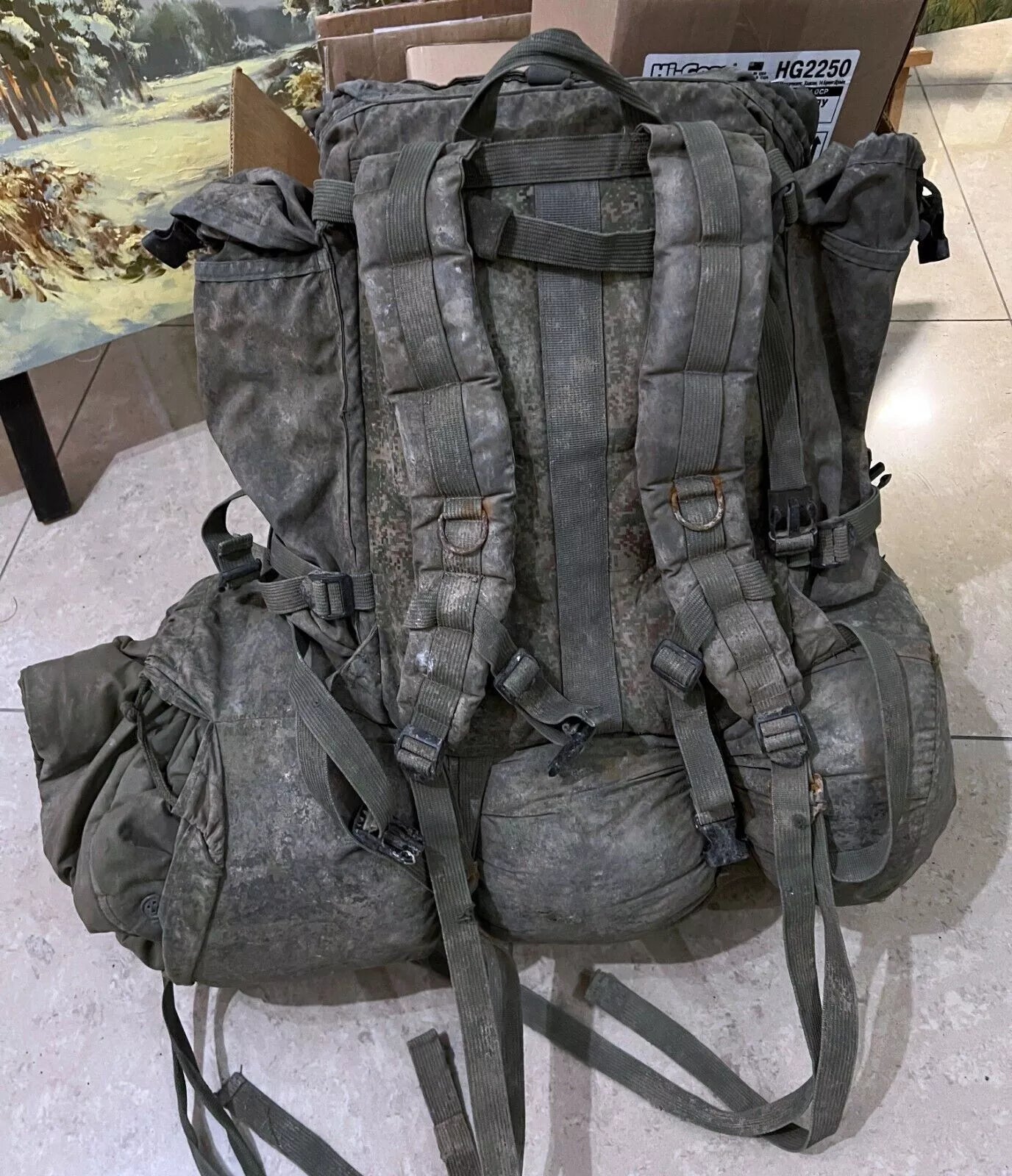 Trophy soldier set big backpack sleeping bag camo russian army military Ukraine russia war 2022-2024 rare